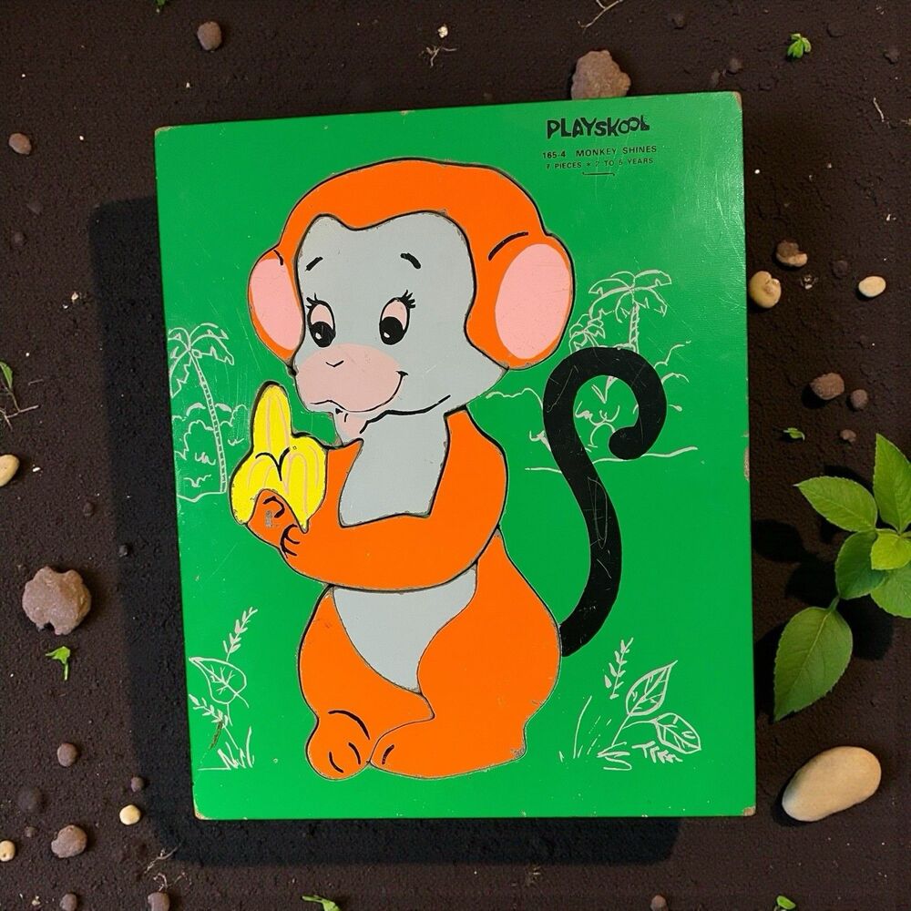Playskool Wooden Puzzle Monkey Shines 165-4 Vintage 7 Piece